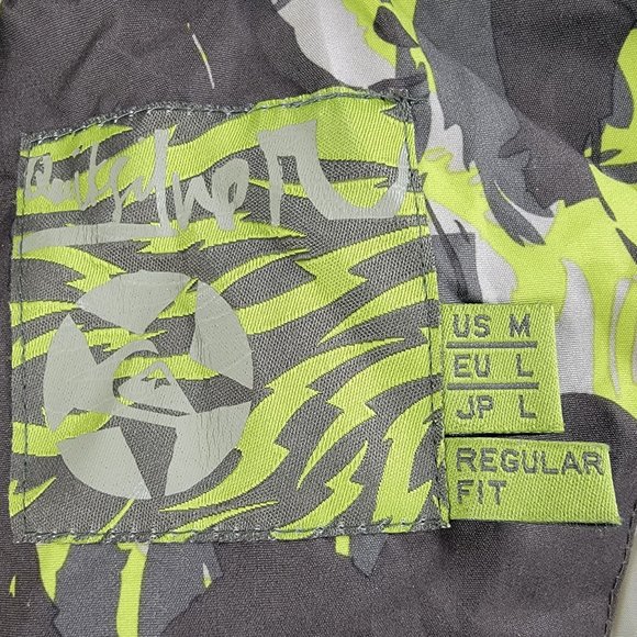 Quiksilver Mens Medium Green Winter Ski Jacket Multi Face All Over Print Vented - Picture 5 of 14